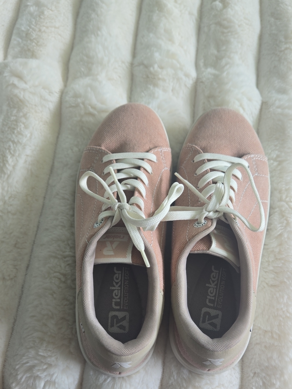 Rieker Women's Blush Pink Canvas Lace-Up Sneakers